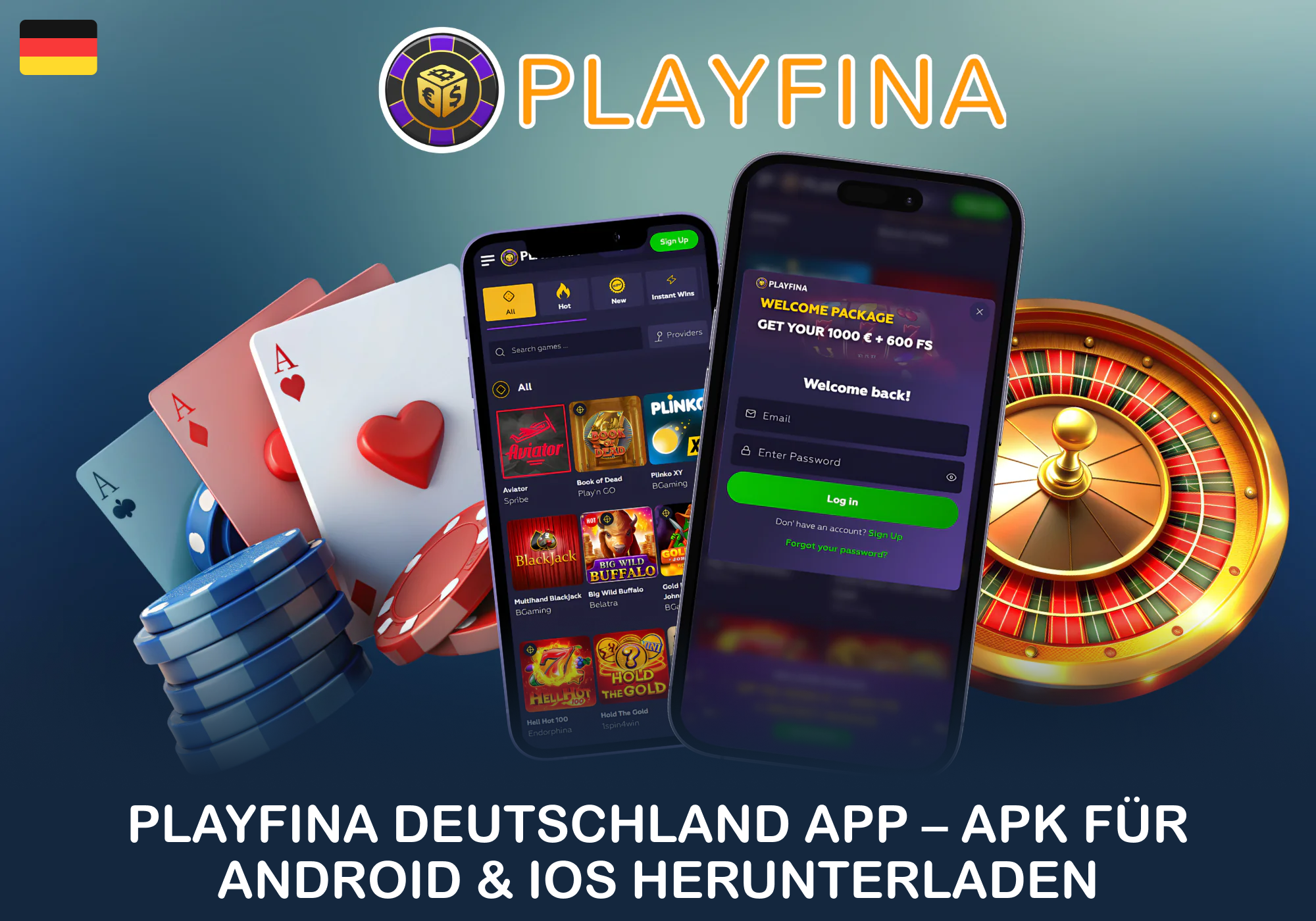Screenshot der Playfina Mobile App