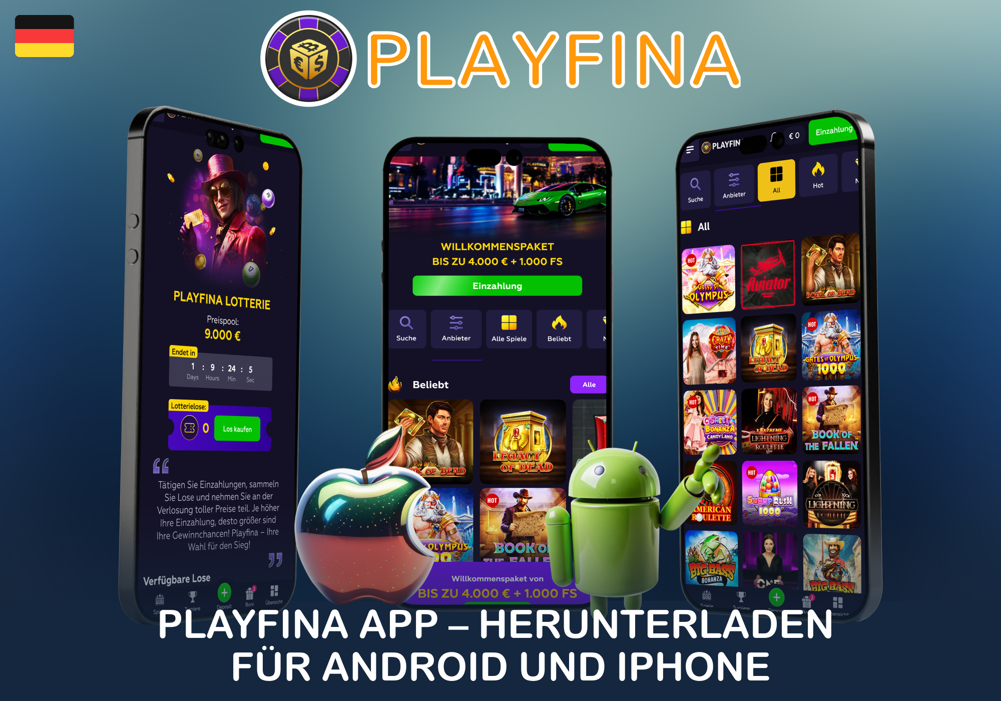 Mit der Playfina-App können deutsche Spieler die besten Casinospiele auf ihrem Mobilgerät genießen