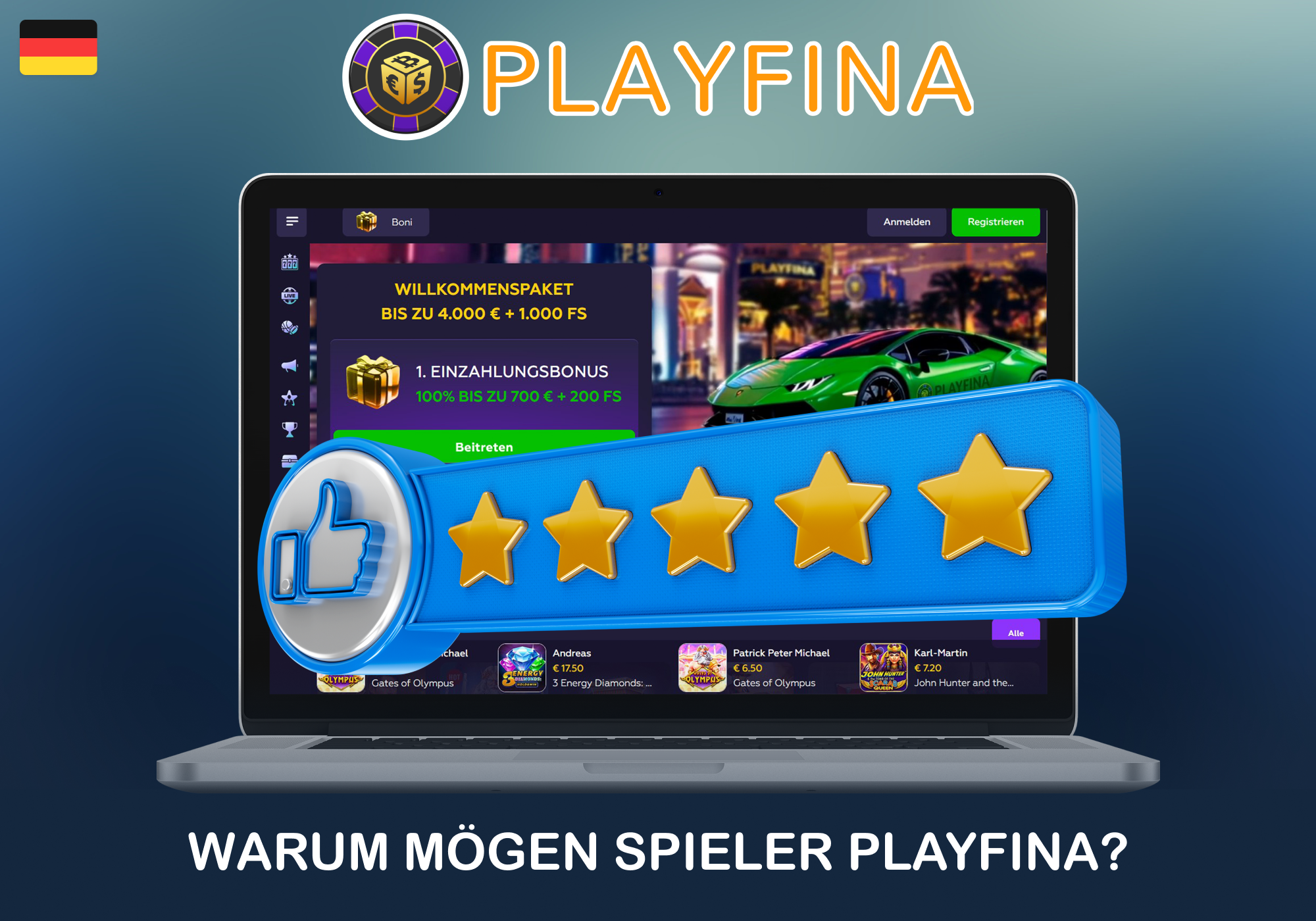 Deutsche Spieler schätzen Playfina wegen seiner zahlreichen Vorteile