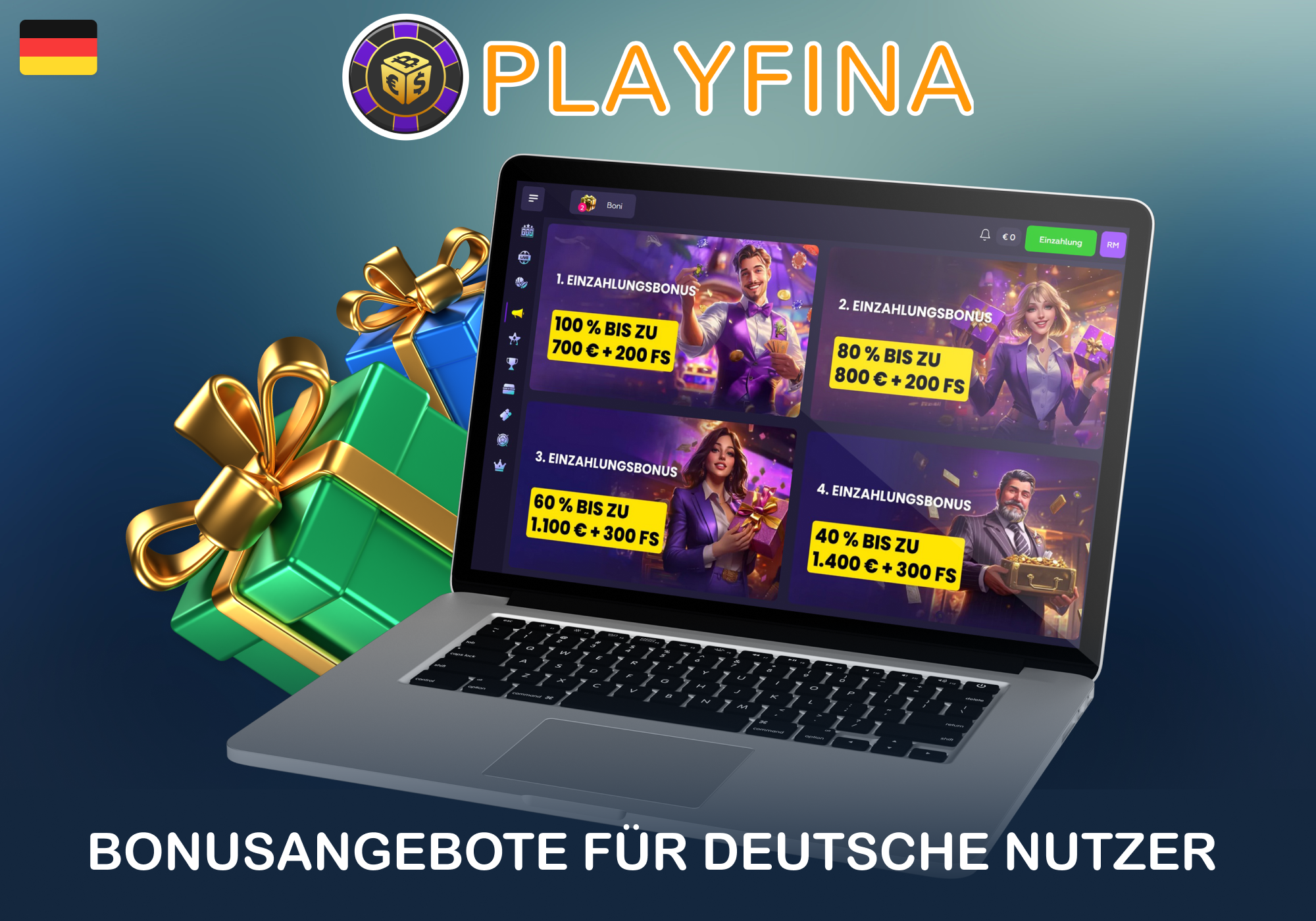 Bei Playfina erwarten Sie Willkommens‑ und Einzahlungsboni sowie wöchentliche Anreize zum Aufladen Ihres Kontos
