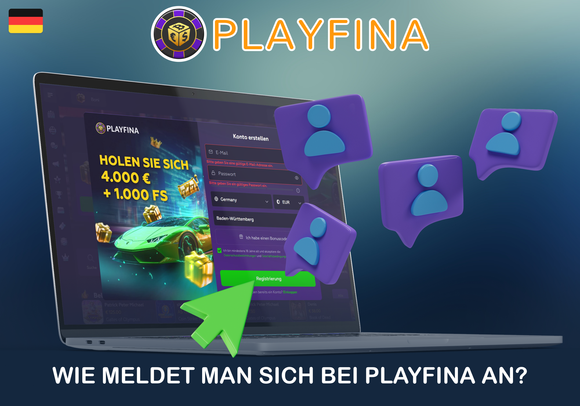 Bei Playfina registrieren Sie sich schnell und starten direkt ins Spielvergnügen