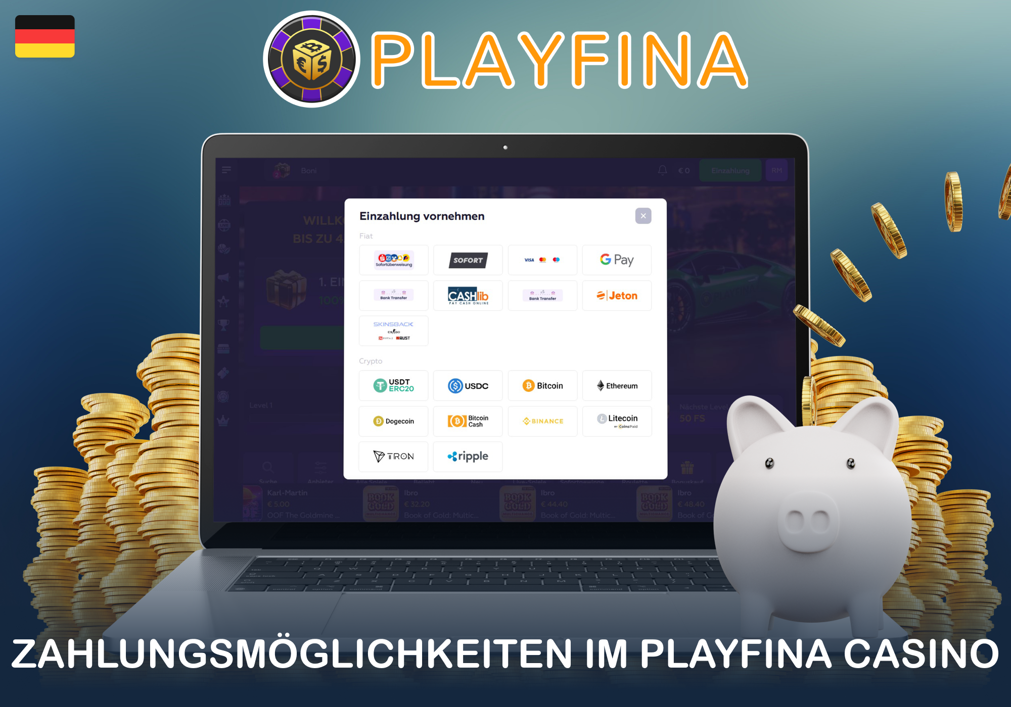 Playfina bietet flexible Limits und vielfältige nationale sowie internationale Zahlungsoptionen für Ein- und Auszahlungen