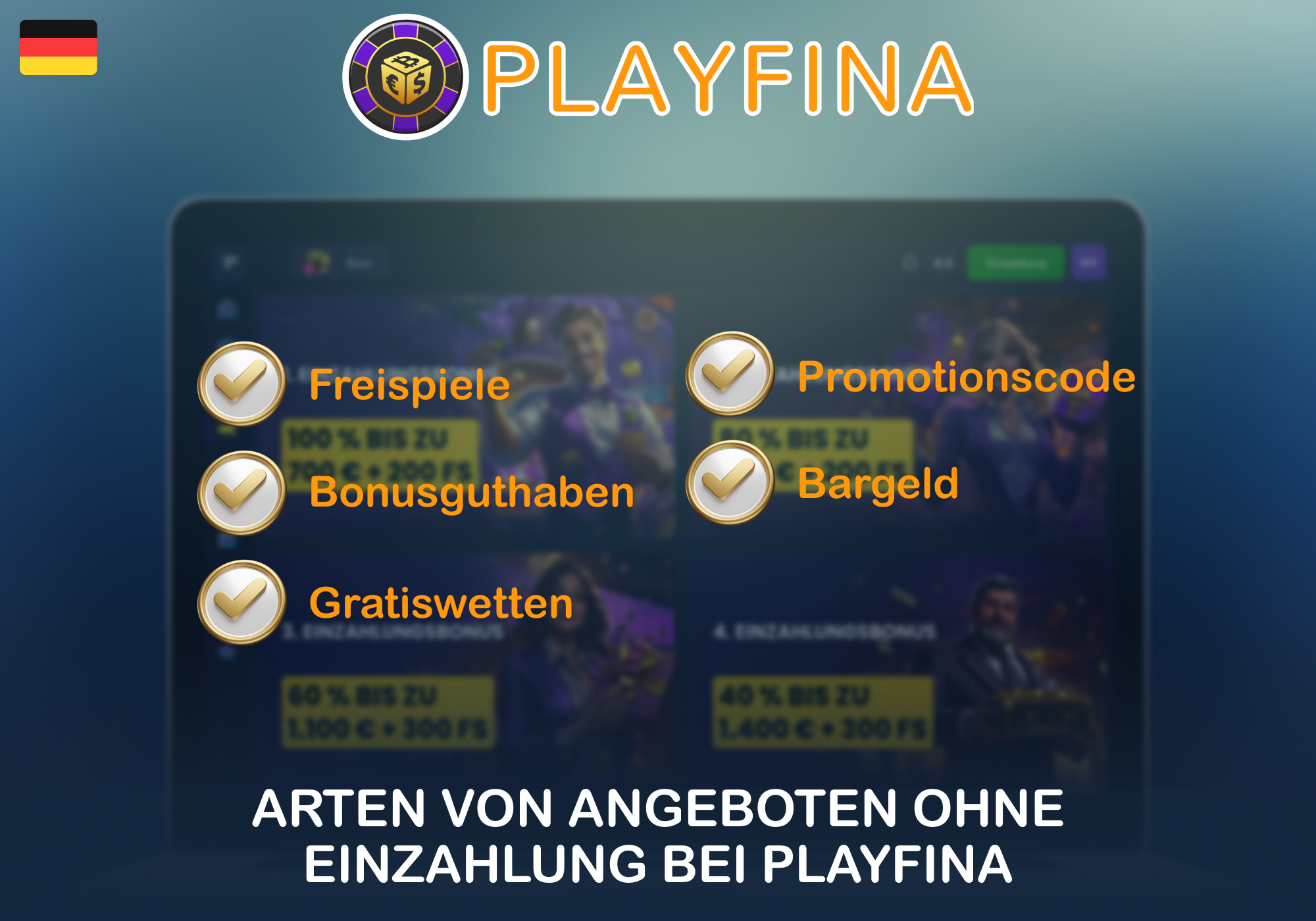 Bei Playfina können deutsche Spieler verschiedene Arten von Bonusangeboten ohne Einzahlung erhalten